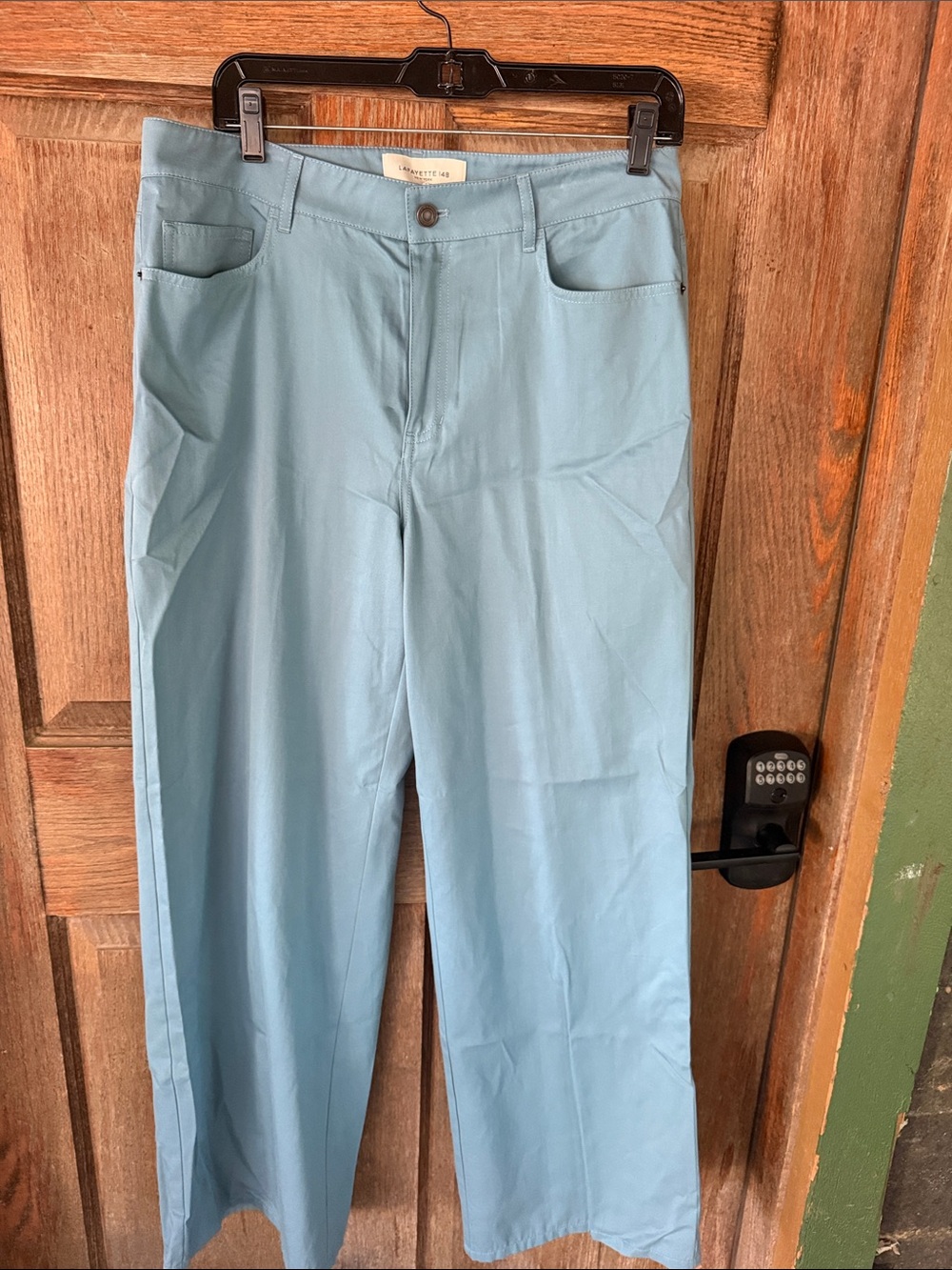 Lafayette 148 New York Light Blue Wide-Leg Chinos - Picture 10 of 10
